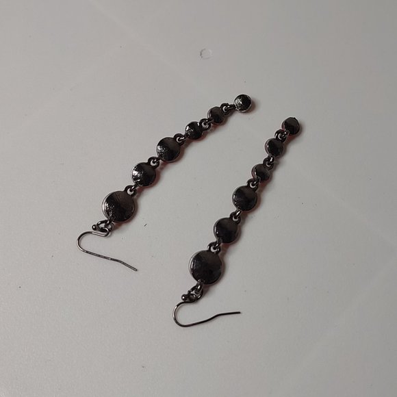 Long Red Glass And Dark Silver Tone Metal Dangle Earrings - Picture 10 of 12